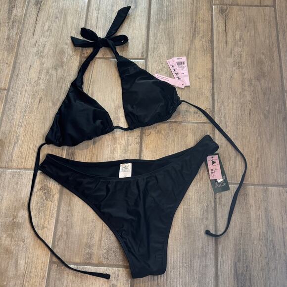 Wild Fable Black Triangle Cheeky XL Bikini Swimsuit Beach Vacation Bathing Suit - Picture 1 of 6